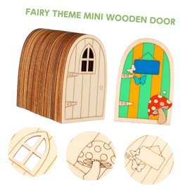 Gatuida 36Pcs Mini Wooden Fairy Doors Set Unpainted Elf Door Decor for Home Office Garden Cute Fairy Garden Ornaments with Unique Designs for Creative Decoration