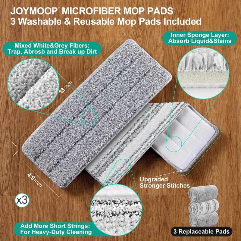 JOYMOOP Mop and Bucket with Wringer Set, White Flat Squeeze