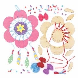 Baker Ross Wooden Dream Catcher Flower Craft Kits for Kids 4 Pack AX866