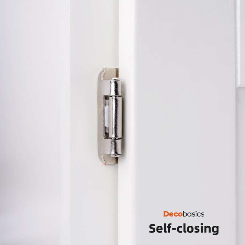 Decobasics 50 Pack 1/2" Overlay Brushed Nickel Cabinet Hinges for