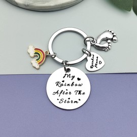 Vadaka Mom to Be Gift Keyring New Mommy Keychain Rainbow Keyring Pregnancy Announcement Gift Inspirational Keyring for New Mom Congratulations Mummy to Be Jewelry Keychain Christmas Birthday Gift