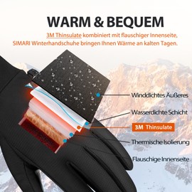 SIMARI SMRG108 Winter Gloves Men Women Thermal Waterproof Warm Touchscreen Cycling Gloves Snowboard Ski Outdoor Non-Slip Windproof Running Hiking Plush Winter