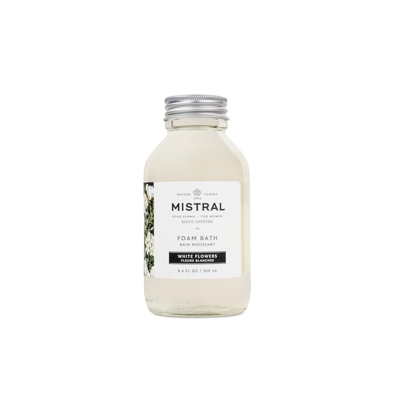 Mistral Heritage Foam Bubble Bath, White Flowers, 8.4 Fl Oz