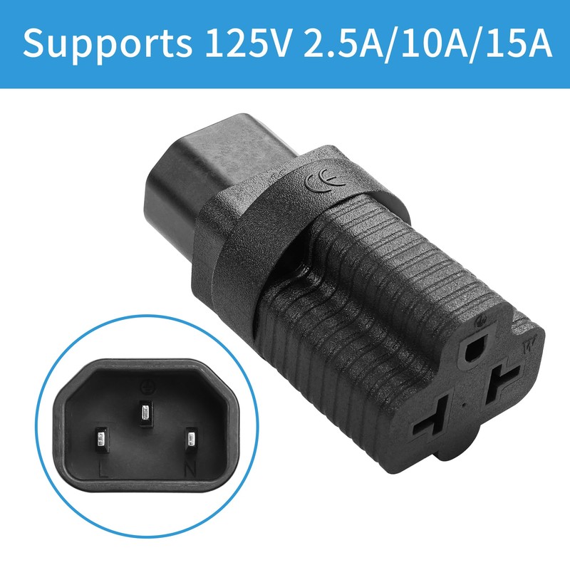 2 Pack NEMA 5/6-15/20R to IEC320 C14 Connector YACSEJAO 4-in-1