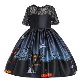Ansimple Halloween Costume, 2-Piece Set, Dress + Hat, Devil, Witch, Cute, Dress, Children's Dress, Girls, Events, Parties, Christmas, Costume, Recitals, Performances, 55.1 inches (140 cm)