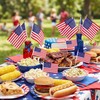 25 Pcs Mini American Flags on Stick 5x8 Inch Kid-Safe