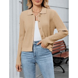 ZAFUL Womens Fall Cable Knit Chunky Cardigan Sweaters Casual Long Sleeve Open Front Classic Fit Cardigans Sweater Outfit 2025(Apricot, M)