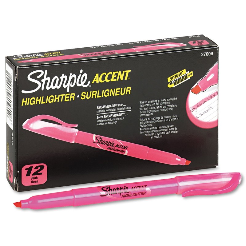 Sharpie 27009 Accent Pocket Style Highlighter Chisel Tip Fluorescent Pink