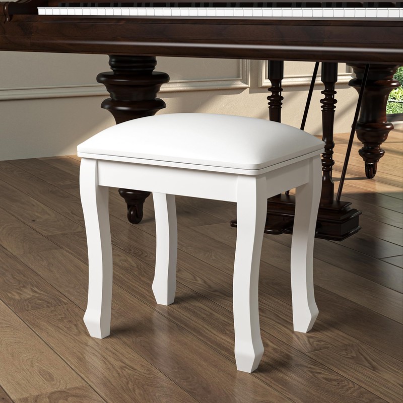 Organizedlife Square Vanity Stool Chair, High Elastic Cotton Makeup Bench,