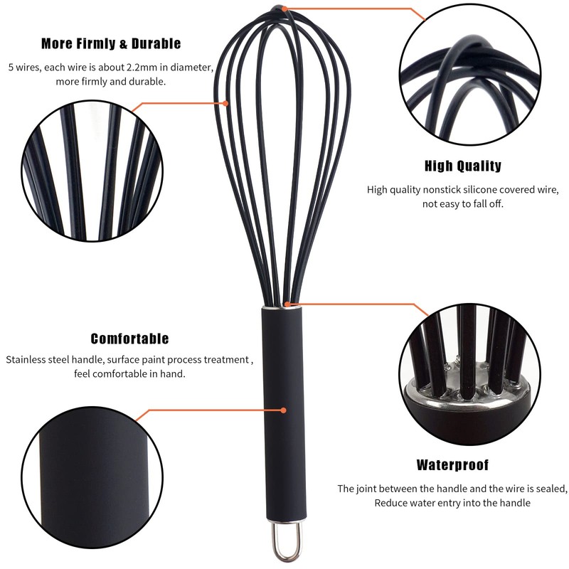 GorGin high temperature and easy to clean silicone whisk, stirrer,