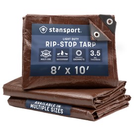 Stansport Light-Duty Rip-Stop Tarp 8' x 10' - Brown (U-810)
