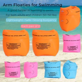Arm Floaties for Kids and Adults (2 Pack) - Pool Floats Arm Bands Inflatable Swim Rings PVC Arm Floater for Toddlers Kids 3-5-6-12 Years (Pink 2pcs)