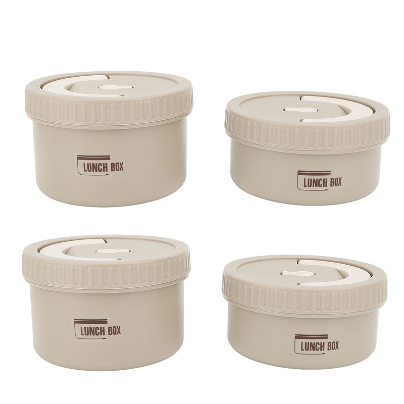 Bento Box Round Lunch Box Coffee Brown Stainless Steel Leakage