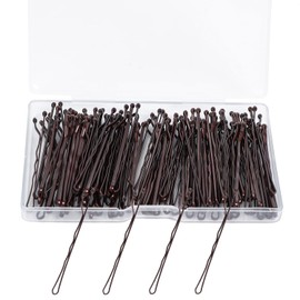 100Pcs Bobby Pins Brown Hair Pins Kit for Women Girls Kids Premium Wavy Brown Bobby Pins Hair Clips with Storage Box,Suitable for All Hair Types (Brown, 2inch)