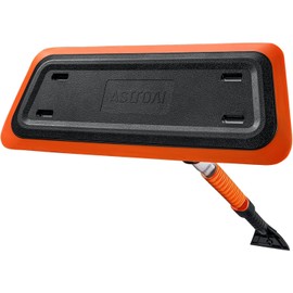 AstroAI 47.2 Inch 2-in-1 Snow Scraper for car Snow Broom and Detachable Ice Scraper with Non-Abrasive Silicone Head for Cars, Trucks, SUVs（Orange-Black）