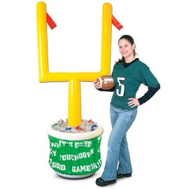 74" Inflatable Green and Yellow Football Game Day Goal Post Cooler