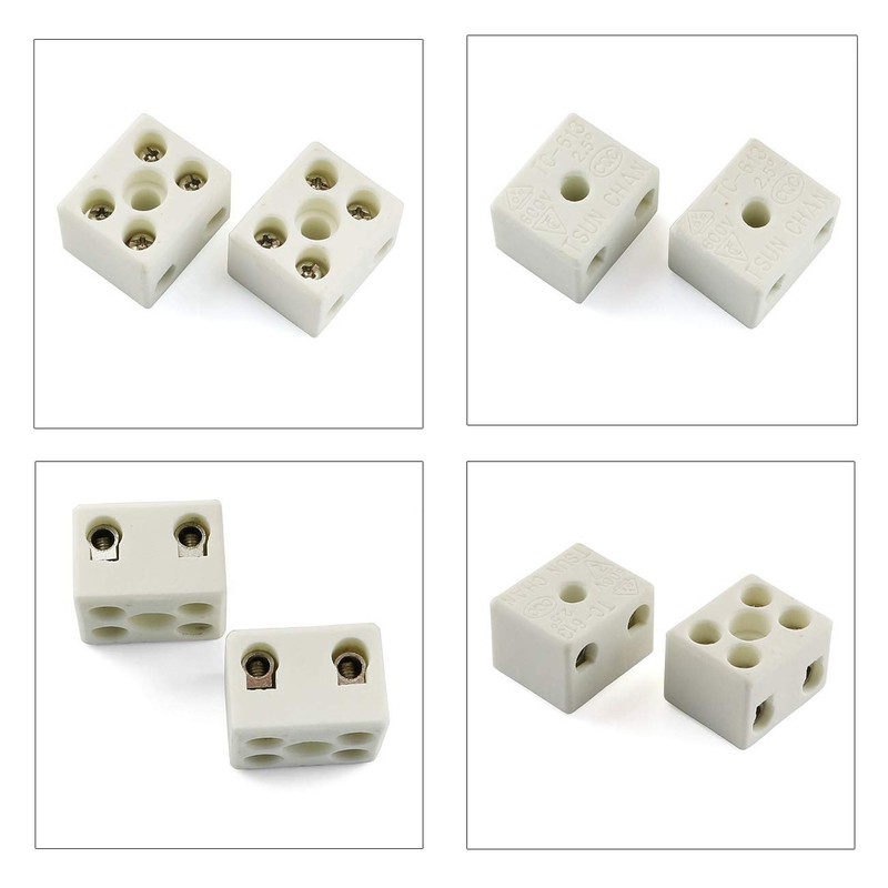 PZRT 2pcs 10A 2 Way 5 Hole Wire Connector Porcelain