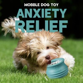 Bestalk Dog Enrichment Treat Toy, Long-Lasting Wobbly Interactive Freeze Lick Toys for Dogs, Stuffable Puzzle Feeder Toy for Boredom, Silicone Treat Dispensing Chew Toy (Teal Blue,S)