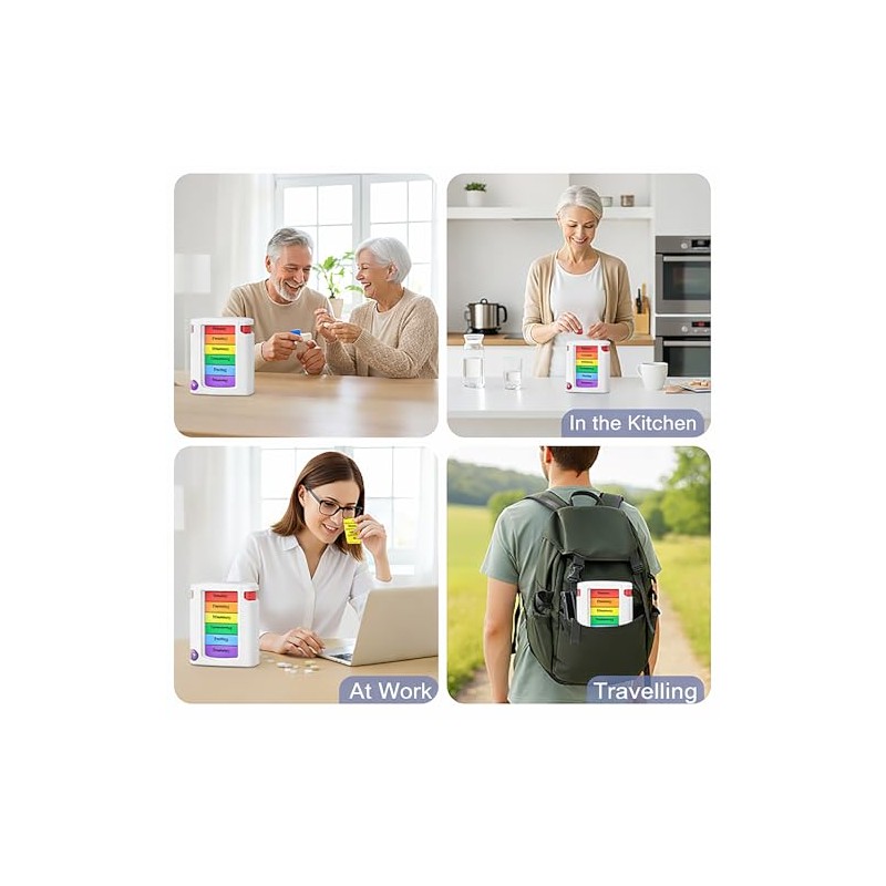 KAMACA Pack of 4 (= 4 pieces) practical medication dispenser