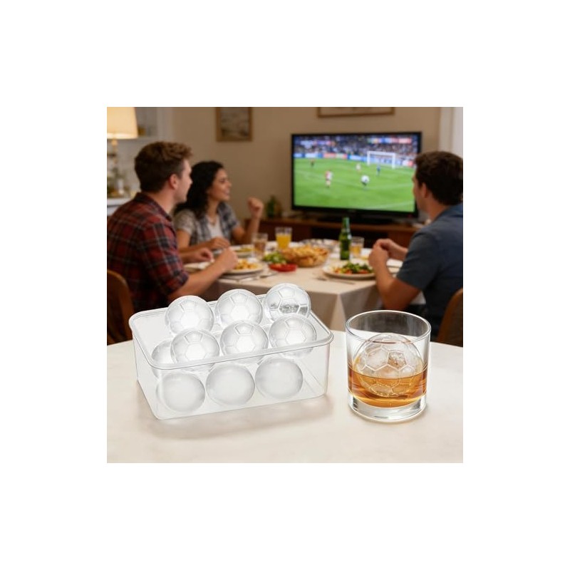 Molde de Hielo de Fútbol Transparente 2.5", Bandeja Redonda de