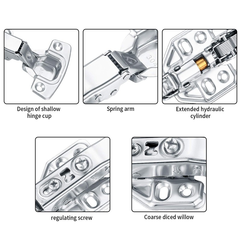 6 Pcs Kitchen Units Door Hinges, Soft Close Cupboard Wardrobe