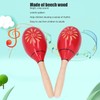 2 Pcs Maracas Red Carved Wooden Sand Ball Percussion Instrument