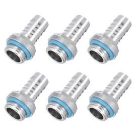 sourcing map Hose Barb G1/4 x 10mm Thread Male Aluminium Pipe Fitting Adapter for Water Cooling System Pack of 6