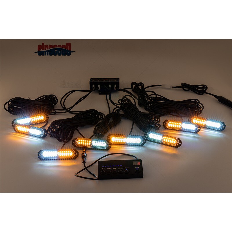SI (8PCS) 12-LED Amber White Grill Side Marker Emergency Strobe