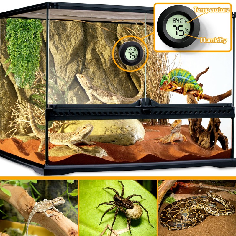Reptile Tank Accessories, 2 PCS Reptile Thermometer and Humidity Gauge