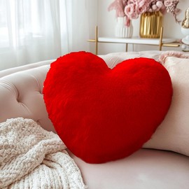 Bcuuozeeing Heart Cushion, Cuddly Cushion, Fluffy, 36 x 46 cm, Red Heart-Shaped Cushion, Plush Cushion, Heart Shape, Love Decorative Cushion, Aesthetic, Heart Cushion Gift for Living Room, Sofa,