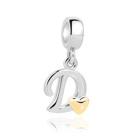 Jokmeo Women's 925 Sterling Silver Initial Charms Pendant Letter A-Z Silver Pendant Compatible with European Bracelets and Necklace, Sterling Silver