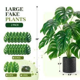 Der Rose 2 Pack 28‘’ Fake Plants Large Artificial Plants Tall Faux Plants Indoor for Home Farmhouse Bedroom Living Room Decor