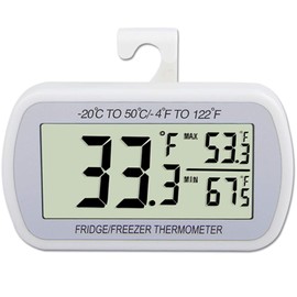 AEVETE Waterproof Digital Refrigerator Thermometer Large LCD, Freezer Room Thermometer with Magnetic Back, No Frills Easy to Read