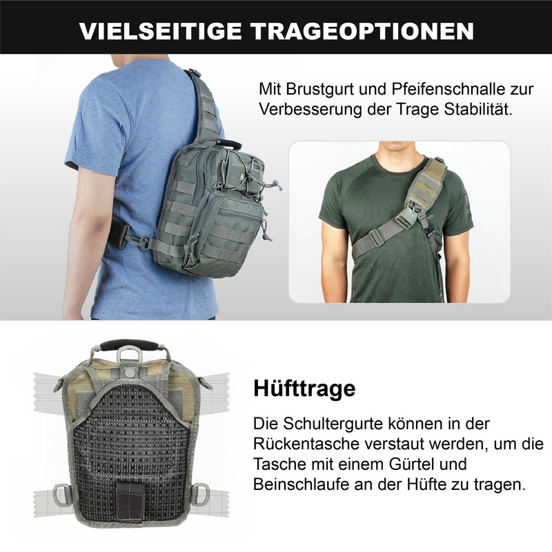 Magforce Tactical Sling Bag "Hamburger", MOLLE Shoulder & Chest Bag,