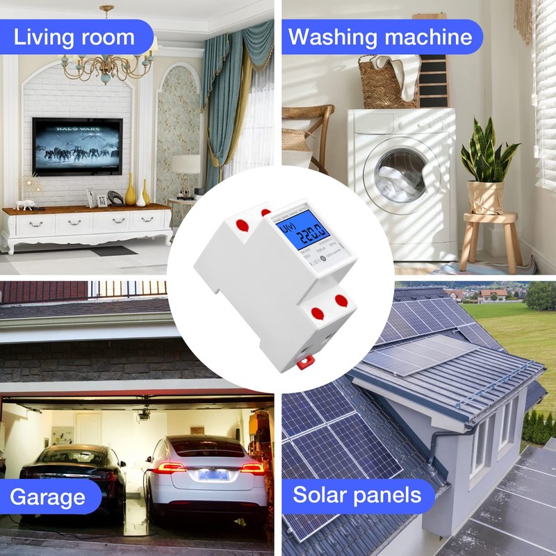 Electricity Meter, DIN Rail, LCD Digital AC Meter, DIN Rail