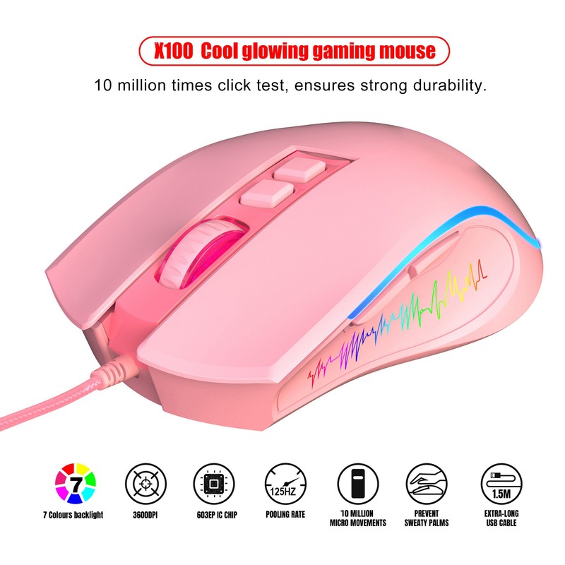Gaming Mouse USB2.0 4 Adjustable DPI RGB Backlit Ergonomic Design
