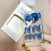 TBRZTR Blue Cat Eye Press on Nails Medium Oval Shaped