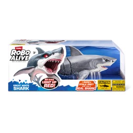 Robo Alive Great White Shark Series 1 by Zuru, Battery-Powered Robotic Light Up Shark, Summer Pool & Bath Toy
