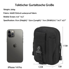 YISILINYX Tactical Molle Pouch,900D Oxford Waterproof Military EDC Pocket Organiser Bag with Adjustable Waist Belt Tactical Utility Belt Pouch for Hiking Camping Cycling Running (Black)