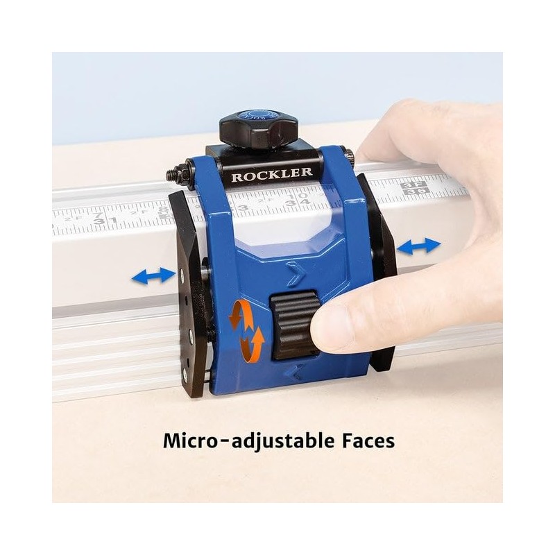 Auxiliary Micro-Adjust Flip Stop for Rockler Miter Saw Fence System