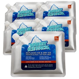 TOURIT Reusable Ice Packs for Lunch Bags (Set of 5) Long Lasting Cooler Ice Packs Freezer Packs for Cooler Bag, Lunch Box, Cooler Backpacks, Knee Injuries