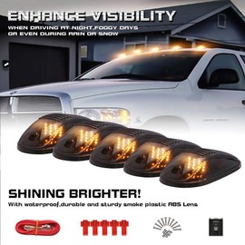 exotic Xotic Tech Smoked Cab Rooftop Marker Clearance Running LED Lights Kit Compatible with Dodge RAM 1500 2500 3500 2003-2017, 16-SMD Amber