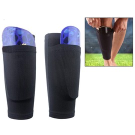 Xrten Soccer Shin Guards Socks, Football Shin Guard Socks with The Pocket for Beginners and Athletes, Black Color, Teens