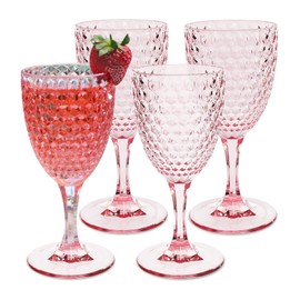 BELLAFORTE - Shatterproof Tritan Plastic Wine Glass, 12oz, set of 4, Laguna Beach Drinking Glasses - Unbreakable Glassware for Indoor and Outdoor Use - Reusable Drinkware (Pink)