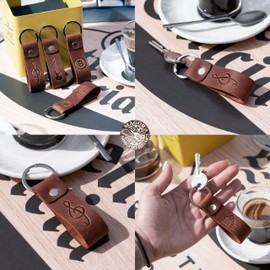 Leather Keychain Favorite for Men, Keyring Gift for Women & Men, Birthday & Anniversary, Full Cow Leather (Treble clef)