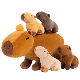 OUOZZZ Capybara Plush Toy Set - 38cm Koala Mom with 4 Miniature Babies - Soft and Adorable Toys for Kids, for Girls and Boys