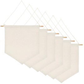 6 Pcs Blank Canvas Banners, Enamel Pin Wall Display Banners with Wooden Dowel, Wall Decorative DIY Hanging Flags, Wall Display Banner for Display Badge, Buttons, Lapel Collections (11.8"x10.83")