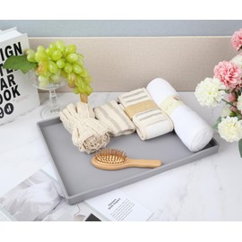 VCREATC Gray Small Serving Tray (9.5 x 7 inch), Countertop Organizer for Bathtub Bathroom Vanity Items, Serving Accessory, Coffee, Drinks, Tea, Party, Spa, Perfume and Display Use.