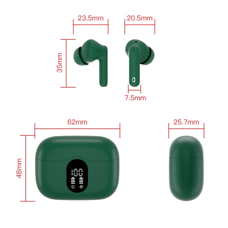 Wireless Earbuds, Bluetooth 5.3 Headphones In Ear with 4 ENC