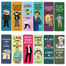 Creanoso Funny Bookmarks Like a Boss Bookmarks (5-Sets X 6 Cards) – Daily Inspirational Card Set – Interesting Book Page Clippers – Great Gifts for Adults and Professionals